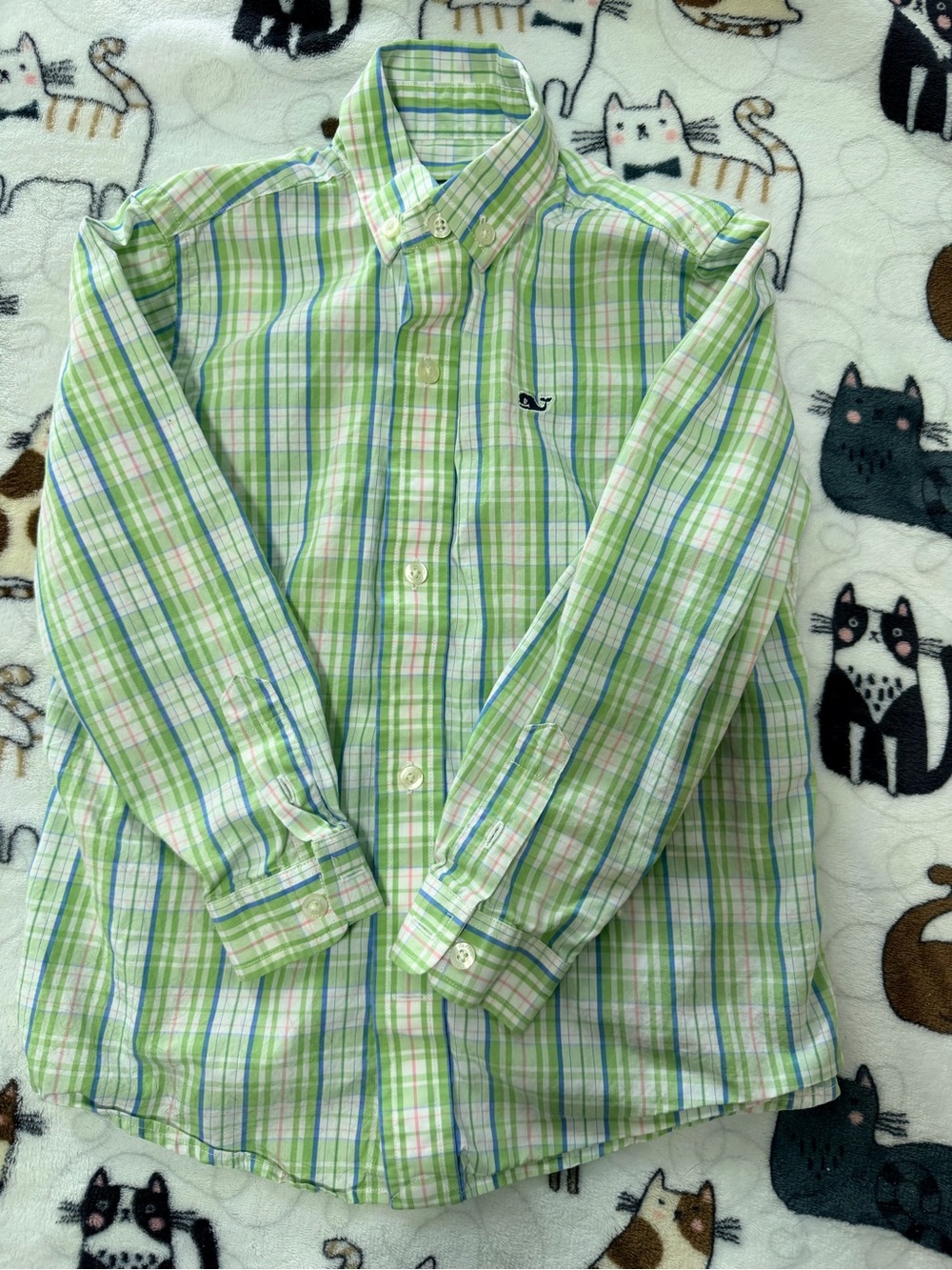 Vineyard Vines Light Green Plaid Button-Down Shirt